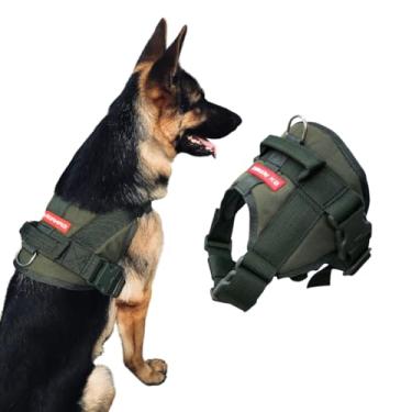 Imagem de Peitoral para Cachorro Estilo SWAT - Pastor alemão, Pitbull, labrador, golden retriever - Tamanho Grande (verde militar)