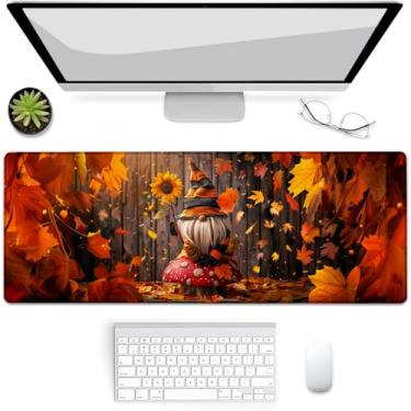 Imagem de VANZEV Tapete de mouse para jogos de outono gnomo, tapete de mouse, tapete de mesa, base de borracha antiderrapante para computadores, laptop, escritório, escola, acessórios para casa, presentes 80 x