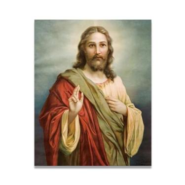 Imagem de Arte de parede Jesus com luz autocontida Vida Filho de Deus Pôster Católico Cristão Senhor Pintura Bíblia Religiosa Imagem para Sala de Estar Igreja Pinturas Modernas Arte Decorativa 105x80 cm