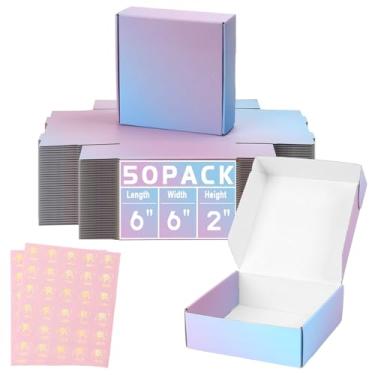 Imagem de DERZIFUN Caixas De Remessa Pequenas 6X6X2 Polegadas Para Embalagem Empresas, Pacote Com 50 Correio, Caixa Papelão Ondulado Embrulhar Presentes A Granel
