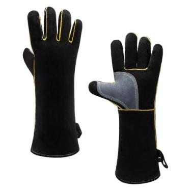 Imagem de Generic Luvas de soldagem Luvas de trabalho resistentes à abrasão Mateiras de manga longa resistentes à abrasão para churrasco, jardinagem, cozimento, forno, 16inch