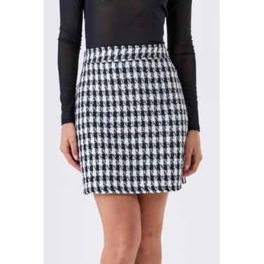Imagem de Saia Curta PKS Alfaiataria Tweed Preto e Branco, G