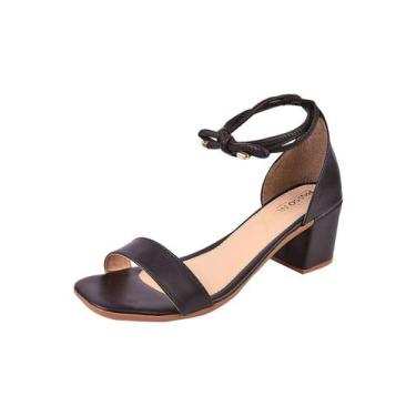 Imagem de Sandália Salto Grosso Feminino De Amarrar Confortável - PassoChiq, 37,