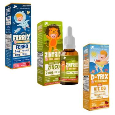 Imagem de Ferrix Ferro + D Trix Vitamina D3 - Zintrix Zinco - Kids - Flora Nativ
