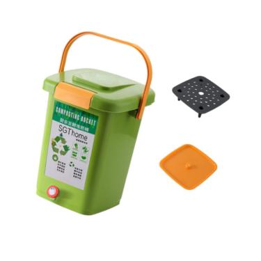 Imagem de Baoblaze Lixeira de compostagem selada com alça e tanque de fermentação prático para compostagem de resíduos alimentares para jardim interno de fazenda, 20l