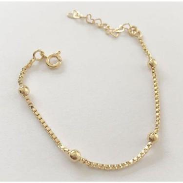 Imagem de Pulseira Infantil Bolinha Em Banho De Ouro Menina Maternidade