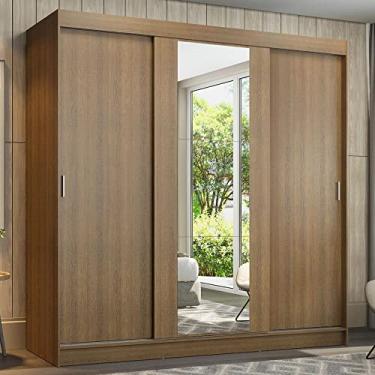 Imagem de Guarda-Roupa Casal Madesa Reno 3 Portas de Correr com Espelho - Rustic