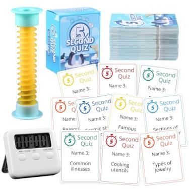 Imagem de gisgfim 5 Second Game 108 Simple Question Cards Digital Timer and 5 Second Hourglass Question Card Game for Adults Fun Family Party Travel Game Night Sleepover Think Fast and Shout Out Answers