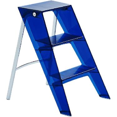 Imagem de Escada Dobrável Plataforma Multiuso Portátil Transparente Escada De Pedal De Três Etapas Para Exibição De Vasos De Plantas De Escritório, Blue