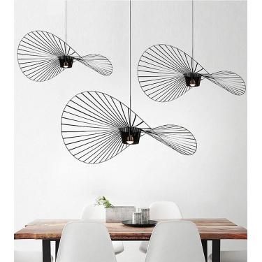 Imagem de Lâmpada De Suspensão Retrô Vintage Retro Sleeping Room Suspension Led Vertigo Fiberglass Fiberglass Lamp/Polyurethane E27 Para Sombra, Restaurante, Bar, Café, Black, 120CM