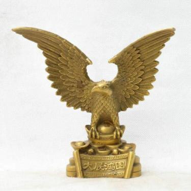 Imagem de Escultura Estátua Decorativa Colecionáveis Latão Chinês Handwork Escultura Águia Estátua Ornamentos
