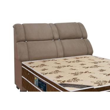 Imagem de Painel de Cama Box Estofada Casal Imperador Suede Bege - Simbal