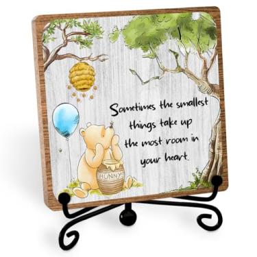 Imagem de Toerifer Decoração De Mesa Inspiradora E Engraçada Com O Ursinho Pooh, Presentes Para Mulheres Homens, Placa "Às Vezes As Coisas São Menores", Suprimentos Motivacional, Enfeites
