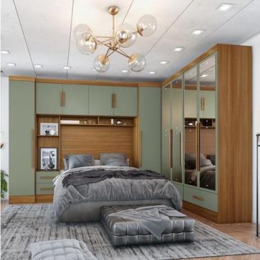 Imagem de Quarto de Casal Completo 5 Peças 6 Portas 4 Gavetas com Maleiro e Espe