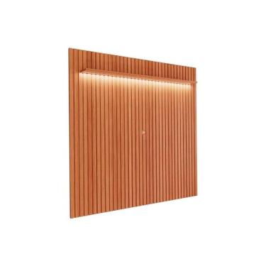 Imagem de Painel Home p/ TV até 84 Pol Maragogi Ripado 2.3 c/ Led e Prateleira 230cm Cinamomo - Permóbili