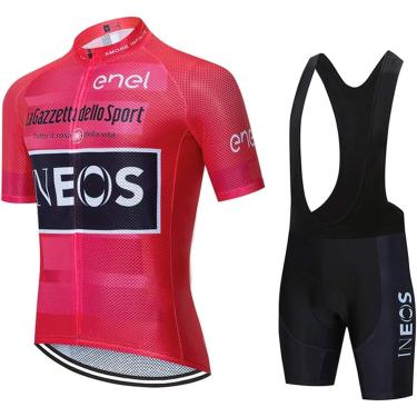 Imagem de Conjunto De Roupas De Ciclismo De Manga Curta Masculina De Verão Com Shorts Acolchoados De Gel De Jersey Para Roupas Esportivas Confortáveis De Secagem Rápida, Rose Red, M