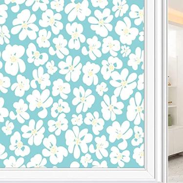Imagem de Película de janela de privacidade de flores, textura de estilo floral, filme de vidro para sala de estar e escritório em casa, L90 x C 190 cm
