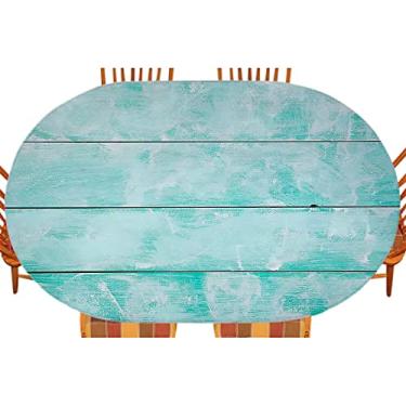 Imagem de Capa de mesa de madeira ajustada, estampa de textura de prancha de madeira, toalha de mesa impermeável interna/externa, sala de jantar de pátio e cozinha, serve para mesa de 122 x 172 cm