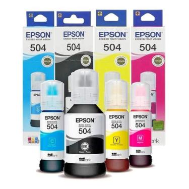 Imagem de kit 4 refil Tinta T504 Original para impressoras l6171 l4160 l4150