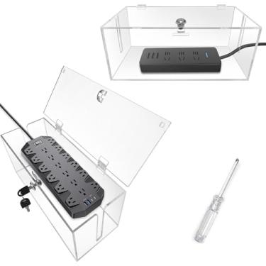 Imagem de PILISPARK Caixa Organizadora De Cabos Com 2 Peças E Trava, Acrílico, Organizador Capa Para Filtro Linha, Fio Tv, Computador, Casa, Escritório, À Prova Crianças Animais Estimação