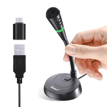 Imagem de Etour Microfone para Mac mini m4, microfone USB C, condensador cardioide de mesa Plug & Play, microfone externo pequeno para laptop, botão mudo, para Windows, MacBook Pro/Air, para gravação, ditado