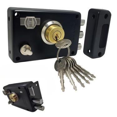 Imagem de Fechadura Tetra Sobrepor Alta Segurança Duas Travas Preta - Snel Segur