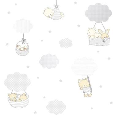 Imagem de Papel De Parede Treboli Balões Cinza 5803 - Rolo 10m X 0,53m