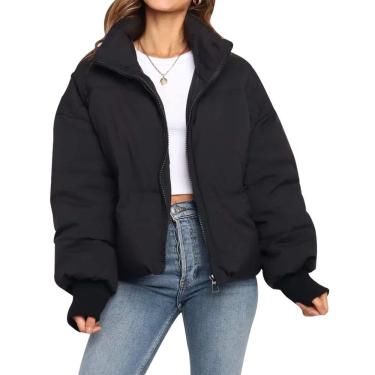 Imagem de Jaqueta Flygo Winter Cropped Puffer 2024 para mulheres preta