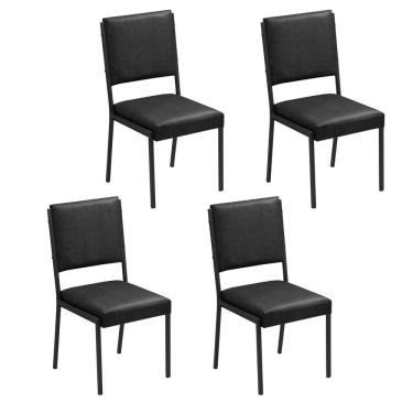 Imagem de Conjunto 4 Cadeiras para Sala de Jantar Lisboa Preto