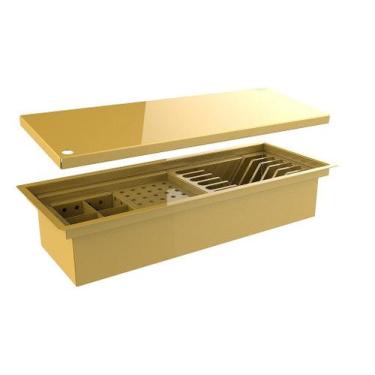 Imagem de Escorredor Embutido Calha Escorredora Dourada Úmida 50 Tampa - HZ