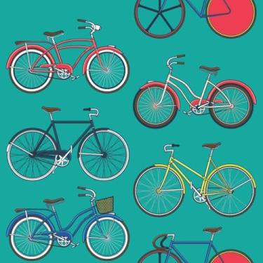 Imagem de Papel De Parede Adesivo Bicicletas Colorida Vintage 5m