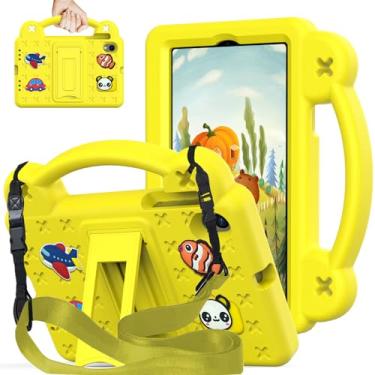 Imagem de Kwamaz Capa para tablet Onn 17.8 cm (modelo 2024) 100135924, com alça de suporte, capa infantil EVA à prova de choque para Walmart Onn Tablet Case 7'' Gen 4, amarela