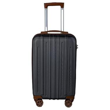 Imagem de Mala de Bordo 10KG Madri ABS Listrada Leve Giratória Anac (Grafite com Marrom)