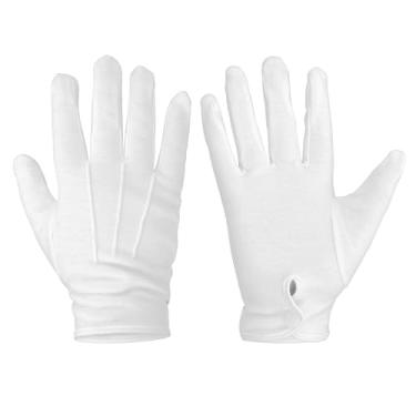 Imagem de Aeaocvo 2 Pares De Luvas Brancas Para Fantasia, Algodão, Uniforme Masculino Com Punho Pressão Garçom Casamento, Guarda Formal, Smoking, Inspeção Joias