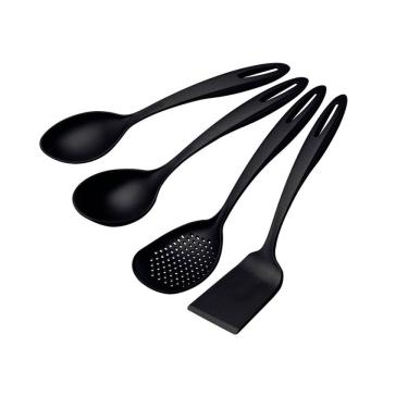 Imagem de Jogo de Utensílios para Cozinha Kit com 4 peças Tramontina em Nylon Preto Não Risca Panela