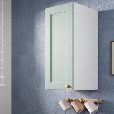 Imagem de Armário Aéreo 1 Porta 30cm Arizona Cabecasa Madeiramadeira Branco/Menta