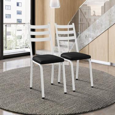 Imagem de Conjunto com 2 Cadeiras para Cozinha Europa Branco/ Preto Brilhante