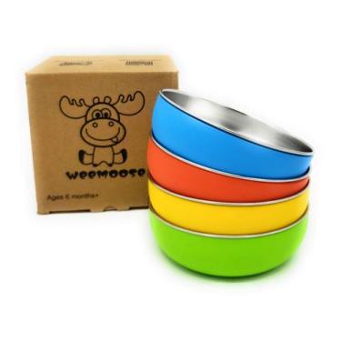 Imagem de Jogo de 4 Bowls Infantis WeeMoose Premium em Aço Inoxidável 304
