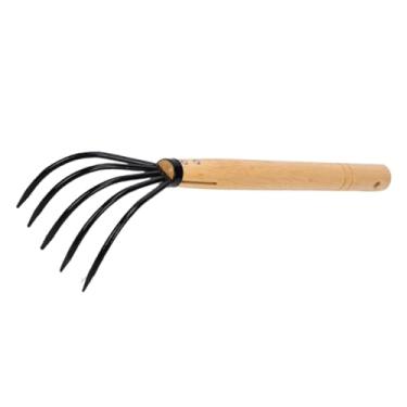 Imagem de Ioensy Ancinho de garra Ancinho de jardim Cabo de madeira ergonômico Ferramenta de jardinagem Cultivador para cavar Soltar solo Plantar Capinar Jardineiro