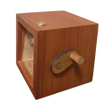 Imagem de IEUDNS Álbum de fotos Flipbook com máquina de animação de fotos com manivela Caixa de imagem flip para formatura Scrapbooking Aniversário Festa de viagem, Marrom