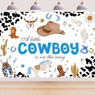 Imagem de Banner de boia ocidental feliz aniversário pano de fundo cowboy chá de bebê fundo de vaca rodeio ocidental botas country chapéu cacto cavalo foto fundo adereços (A, 5X3FT)