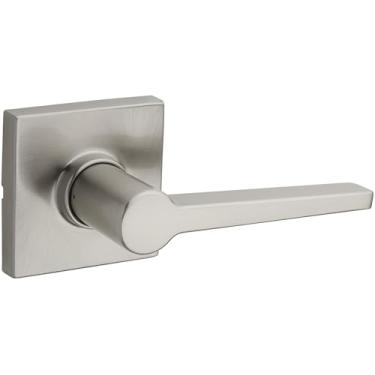 Imagem de Kwikset Safelock SL1000DALSQT-15 Maçaneta Daylon com trava quadrada rosa com trava RCAL e acabamento em níquel acetinado RCS Strike