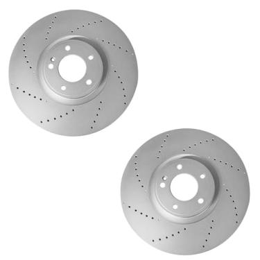 Imagem de 4634210500 Rotor de freio dianteiro 400 mm, par de discos de freio serve para Mercedes-Benz G63 AMG 4.0L V8 2019-2025, prata metálica, ferro fundido de alto carbono; substitui A4634210500, 463-421-05