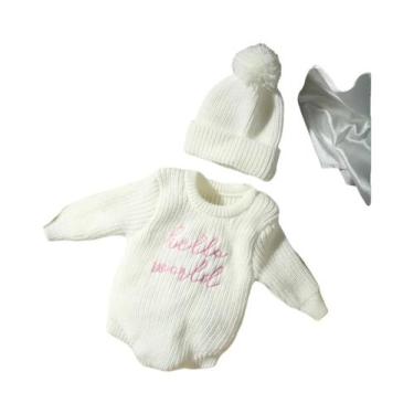 Imagem de Macacão De Tricô Para Bebês Meninos E Meninas, Com Chapéu Pompom, Para