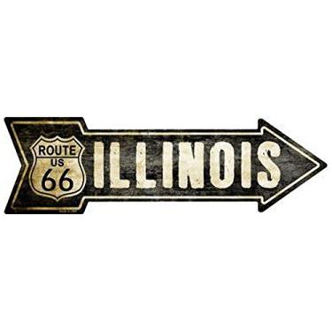 Imagem de Placa de flecha de metal vintage Route 66 Illinois A-133