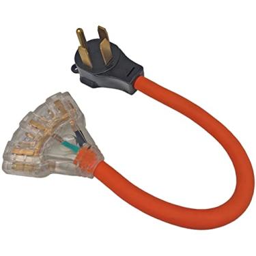 Imagem de Fullsky FC-146521T3 Cabo adaptador AC macho NEMA 14-60 plugue 60amp plugue adaptador 4 pinos para 5-15R ou 5-20R fêmea doméstico saída adaptador tri saída 125V