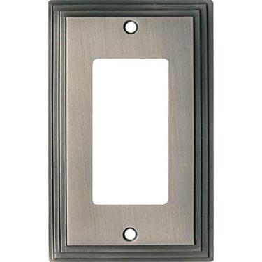 Imagem de Placa de cobertura para interruptor de tomada SWITCH HITS de níquel acetinado Art Déco | 1 balancim GFI | 7,6 cm x 12,7 cm | Tampas de tomada de tomada elétrica | Placas de tomada de parede