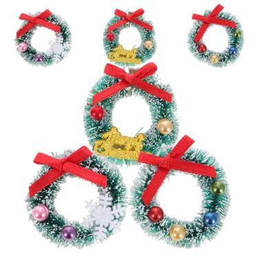 Imagem de Ciieeo Mini enfeites de guirlanda de Natal, 6 peças de decorações de casa de bonecas de cores sortidas, 1,44 cm grinaldas em miniatura para casa de brinquedos, decoração de micropaisagem, férias