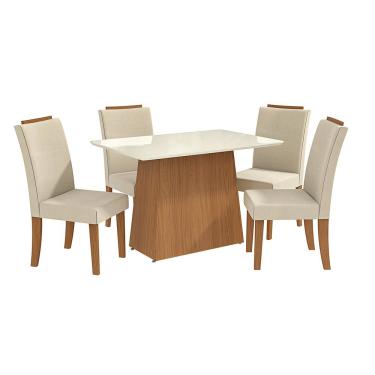 Imagem de Conjunto de Mesa com 4 Cadeiras Kappesberg Luna - Canela/Areia