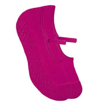 Imagem de 1 Par De Meias Femininas Selene Pilates Antiderrapante Com Viés, 34 a 